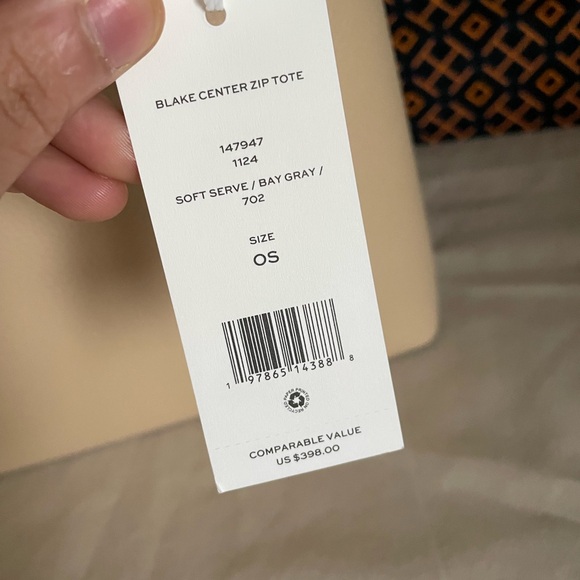 New, tory burch Blake center zip tote bag soft serve/bay gray - Picture 14 of 14